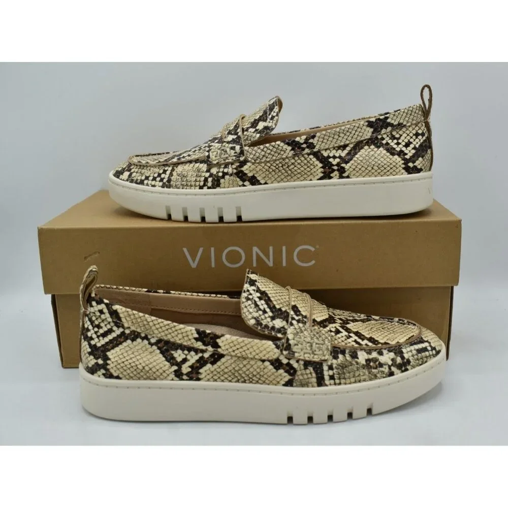 Vionic Womens Size‎ 11 Chantel Snake Animal Print Slip On Penny Loafer Sneakers